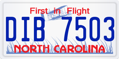 NC license plate DIB7503