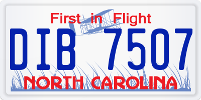 NC license plate DIB7507