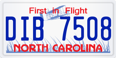 NC license plate DIB7508