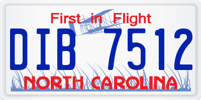 NC license plate DIB7512