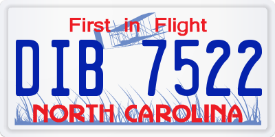 NC license plate DIB7522