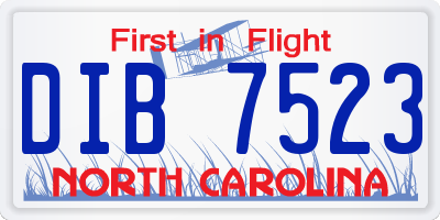 NC license plate DIB7523