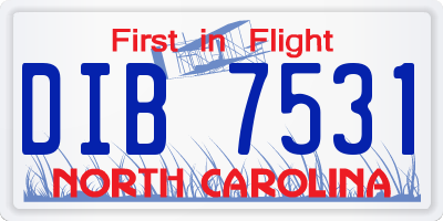 NC license plate DIB7531