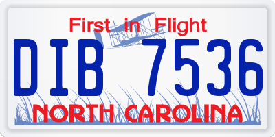 NC license plate DIB7536