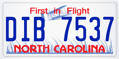 NC license plate DIB7537