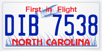 NC license plate DIB7538