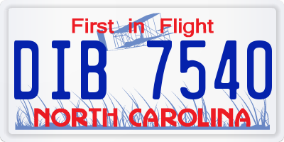 NC license plate DIB7540