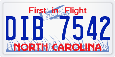 NC license plate DIB7542