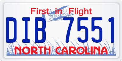 NC license plate DIB7551