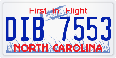 NC license plate DIB7553