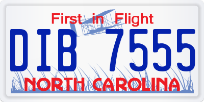 NC license plate DIB7555