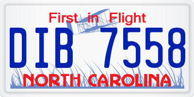 NC license plate DIB7558
