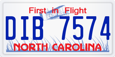 NC license plate DIB7574