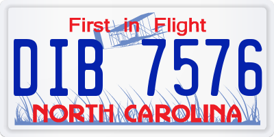 NC license plate DIB7576