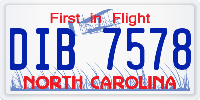 NC license plate DIB7578