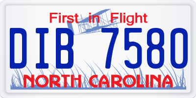 NC license plate DIB7580
