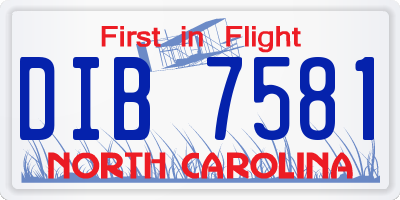 NC license plate DIB7581