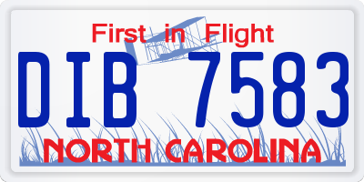 NC license plate DIB7583