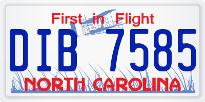 NC license plate DIB7585