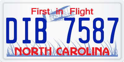 NC license plate DIB7587