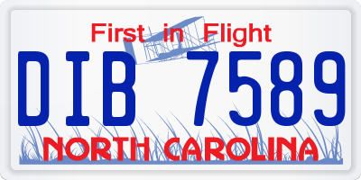 NC license plate DIB7589