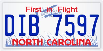 NC license plate DIB7597