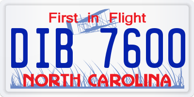 NC license plate DIB7600