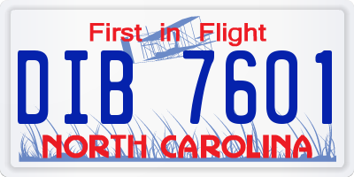 NC license plate DIB7601