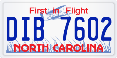 NC license plate DIB7602