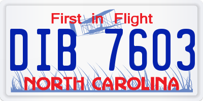 NC license plate DIB7603
