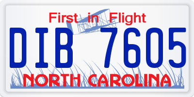 NC license plate DIB7605