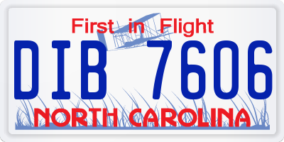 NC license plate DIB7606