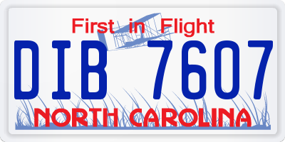 NC license plate DIB7607