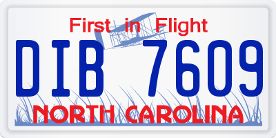 NC license plate DIB7609
