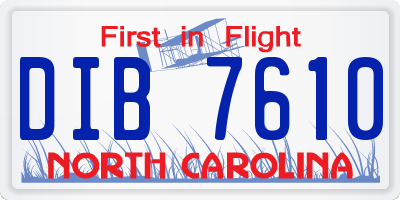 NC license plate DIB7610