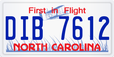 NC license plate DIB7612