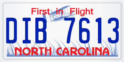 NC license plate DIB7613
