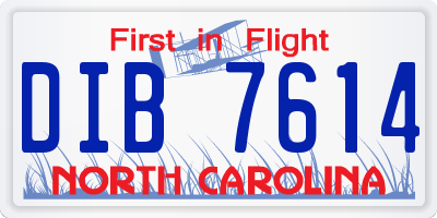 NC license plate DIB7614