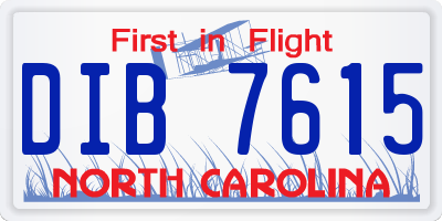 NC license plate DIB7615