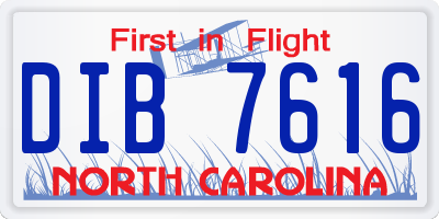 NC license plate DIB7616