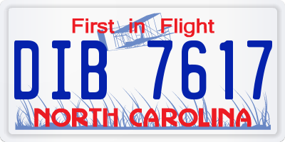 NC license plate DIB7617