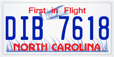 NC license plate DIB7618