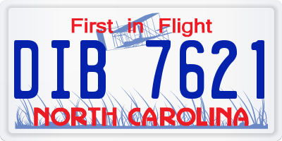 NC license plate DIB7621