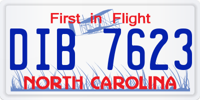 NC license plate DIB7623