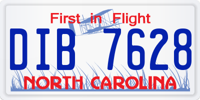 NC license plate DIB7628