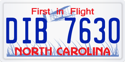NC license plate DIB7630