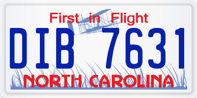 NC license plate DIB7631