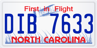 NC license plate DIB7633