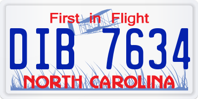 NC license plate DIB7634