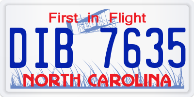 NC license plate DIB7635